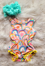 Load image into Gallery viewer, Groovy Rainbow Pom Pom Onesie