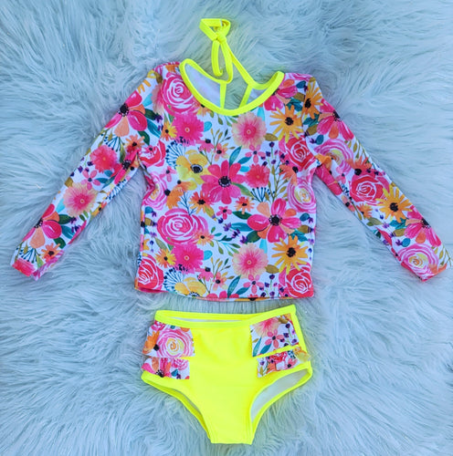 Floral Rash Guard Swimsuit
