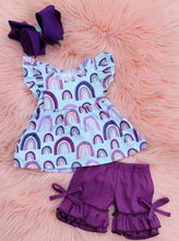 Load image into Gallery viewer, Purple Rainbow Shorts Set