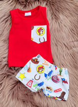 Load image into Gallery viewer, Boys Texas Pride Western Outfit Set – Tank &amp; Shorts