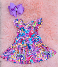 Load image into Gallery viewer, Girls Fairytale Princess Twirl Dress – Magical Flutter Sleeve Boutique Dress