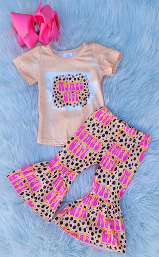 Mama's Girl Leopard Bell Bottom Set