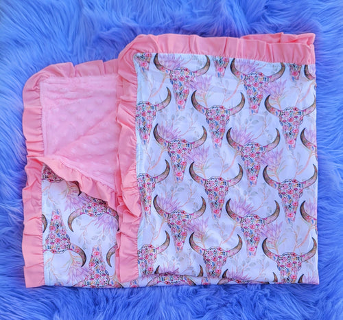 Floral Skull Minky Blanket