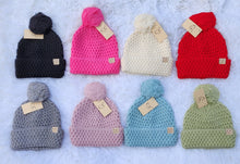 Load image into Gallery viewer, Kids Bee Stitch Kint Pom C.C Beanie