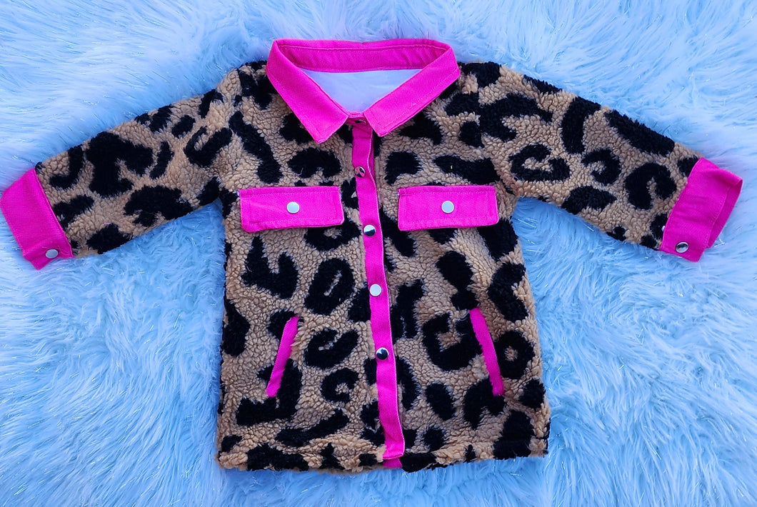 Hot Pink & Leopard Sherpa Jacket