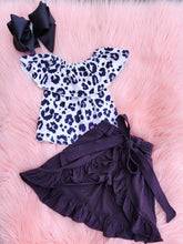 Load image into Gallery viewer, Black Leopard Skort Shorts Set