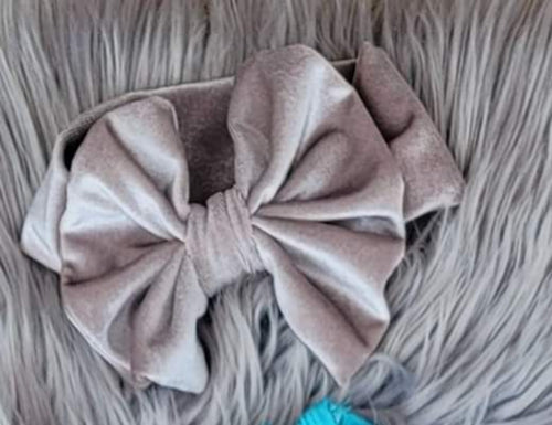 Silver Velvet Headwrap Bow