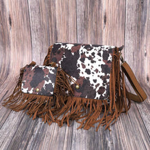 Load image into Gallery viewer, Kids Cow Print Fringe Purse