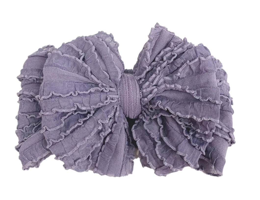 In Awe Ruffle Headwrap Bow: Steel Lavender