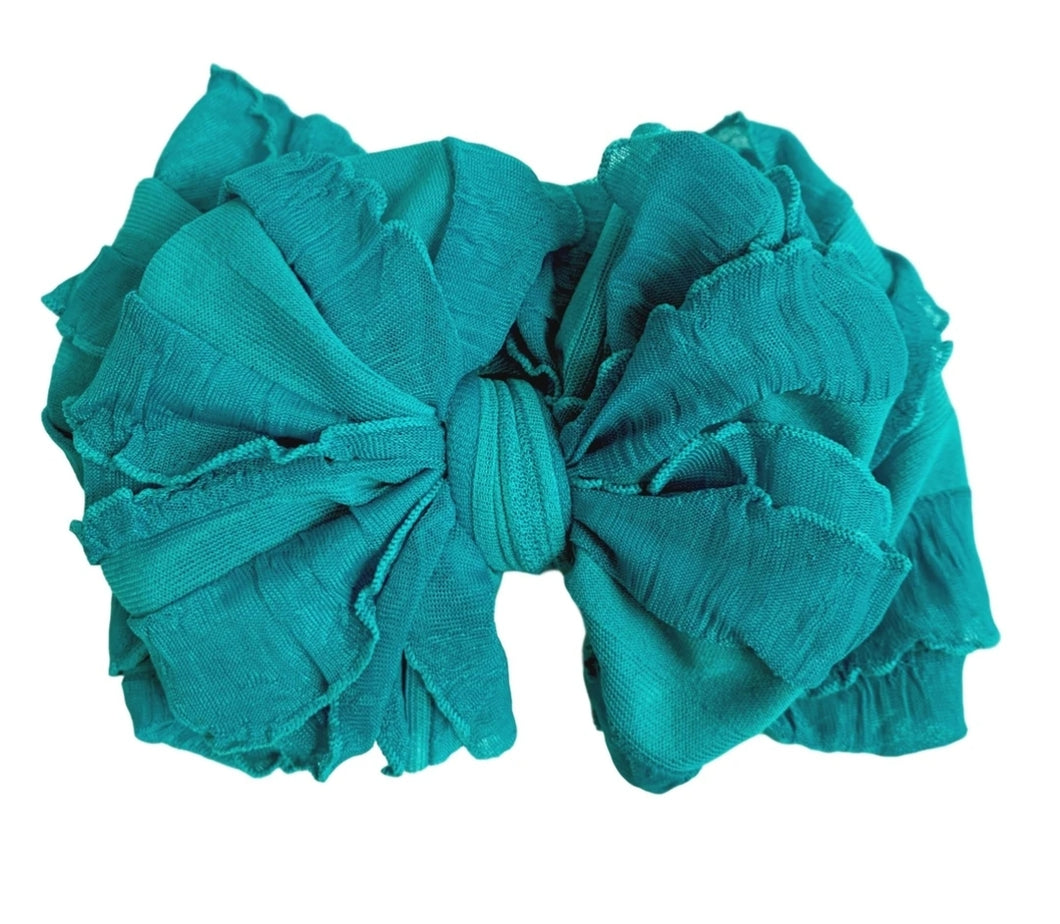 In Awe Ruffle Headwrap Bow: Turquoise