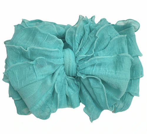 In Awe Ruffle Headwrap Bow: Cool Mint