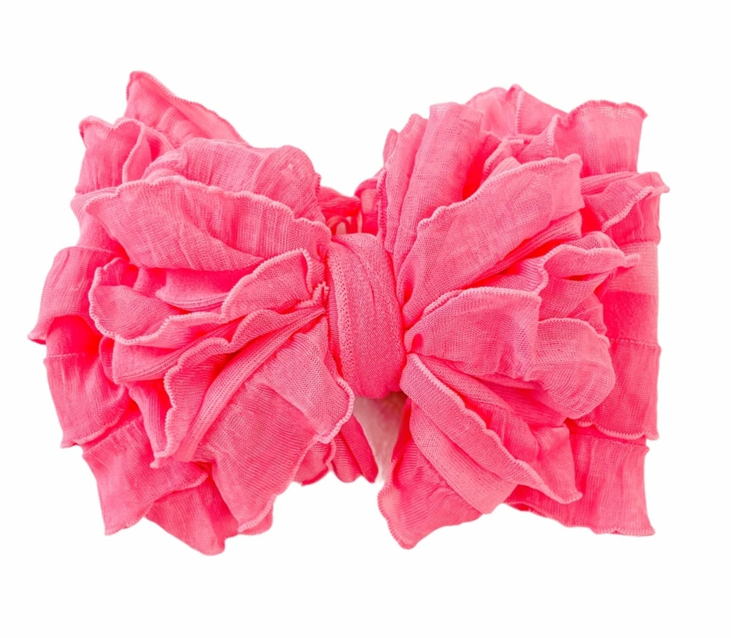 In Awe Ruffle Headwrap Bow: Candy Pink