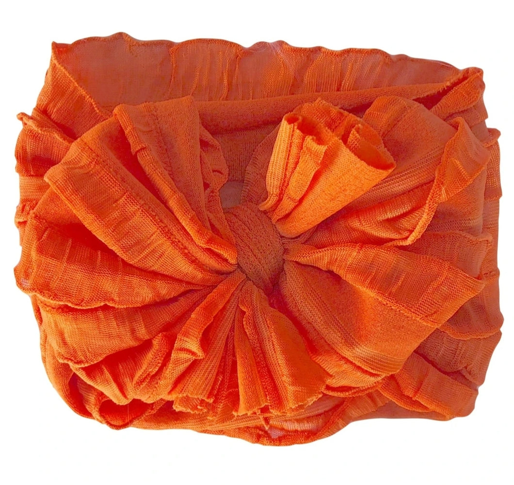 In Awe Ruffle Headwrap Bow: Orange