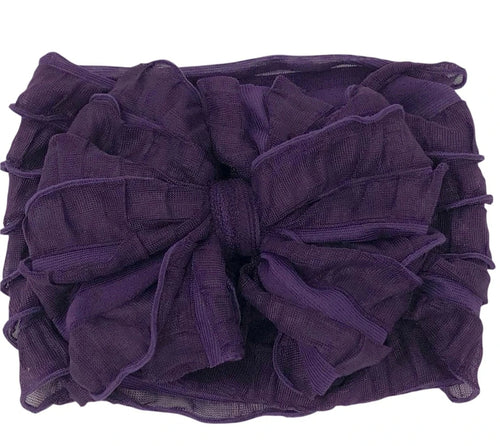 In Awe Ruffle Headwrap Bow: Plum