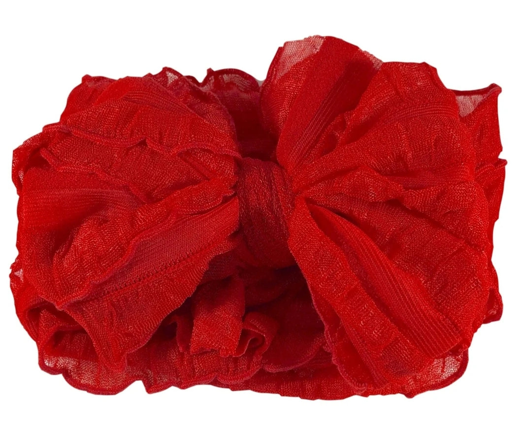 In Awe Ruffle Headwrap Bow: Bright Red