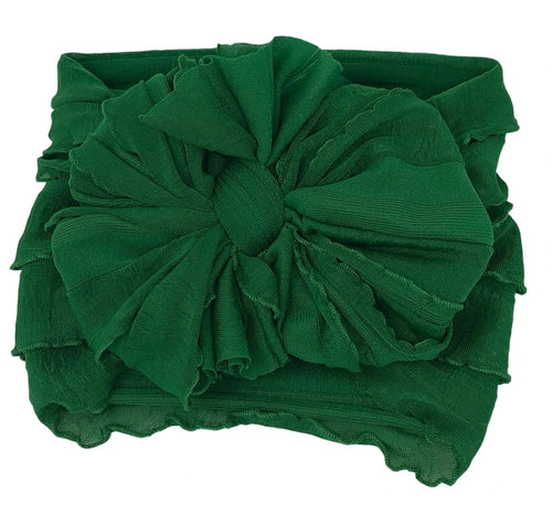 In Awe Ruffle Headwrap Bow: Christmas Green