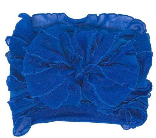 In Awe Ruffle Headwrap Bow: Royal