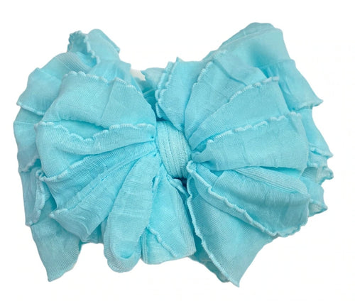 In Awe Ruffle Headwrap Bow: Aqua