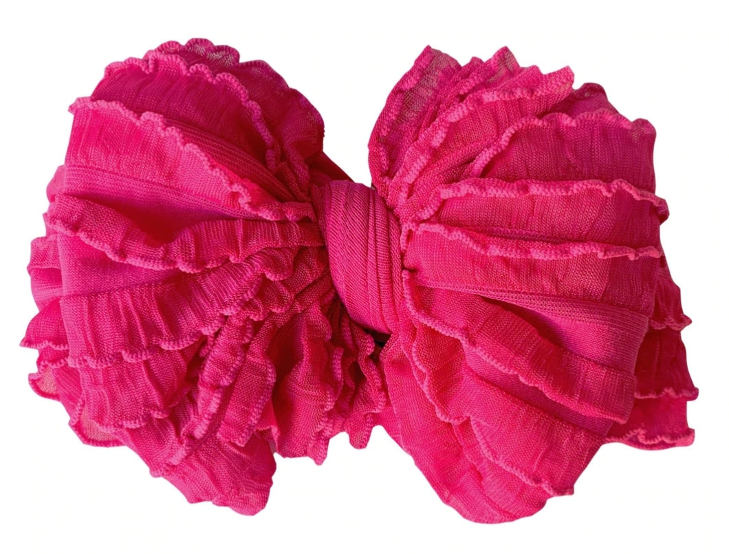 In Awe Ruffle Headwrap Bow: Wild Pink