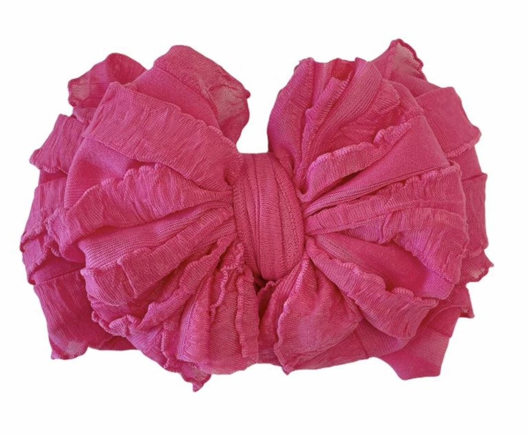 In Awe Ruffle Headwrap Bow: Hot Pink