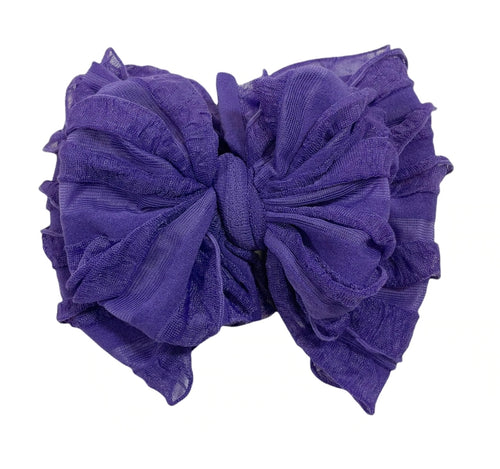 In Awe Ruffle Headwrap Bow: Grape