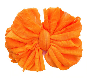 In Awe Ruffle Headwrap Bow: Neon Orange