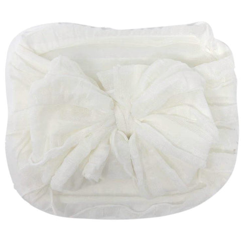 In Awe Ruffle Headwrap Bow: Off White