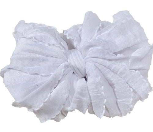 In Awe Ruffle Headwrap Bow: White